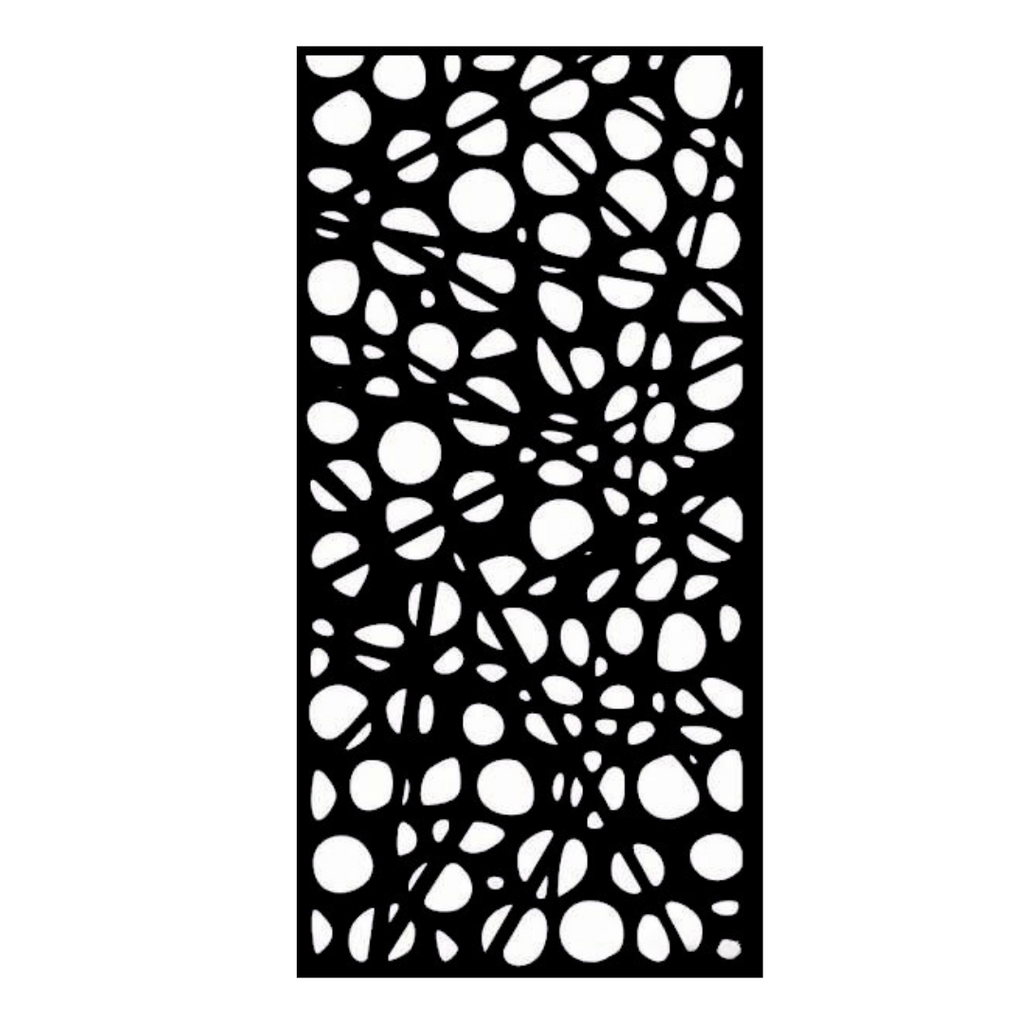 Abstract Flow contemporary metal privacy panel on a white background with geometric abstract design