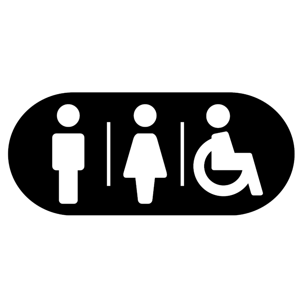 Accessible Male & Female Toilet Sign | Inclusive Bathroom Sign made from premium laser-cut steel with a durable powder-coated finish.