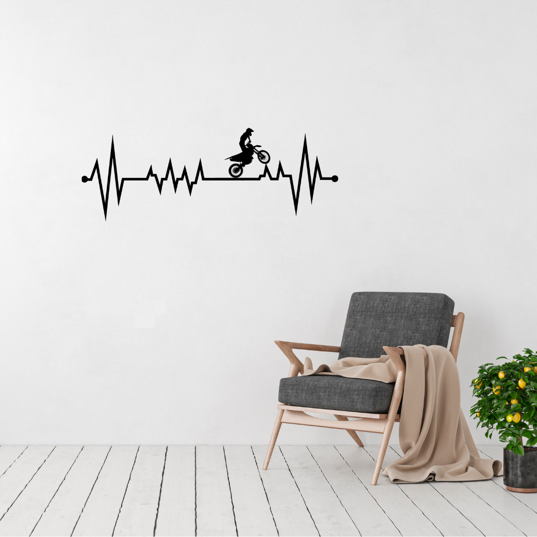 Adrenaline Pulse | Offroad Heartbeat Metal Wall Art displayed in a modern living room.