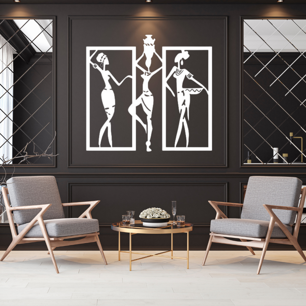 African metal wall art set as a statement piece in a luxury interior