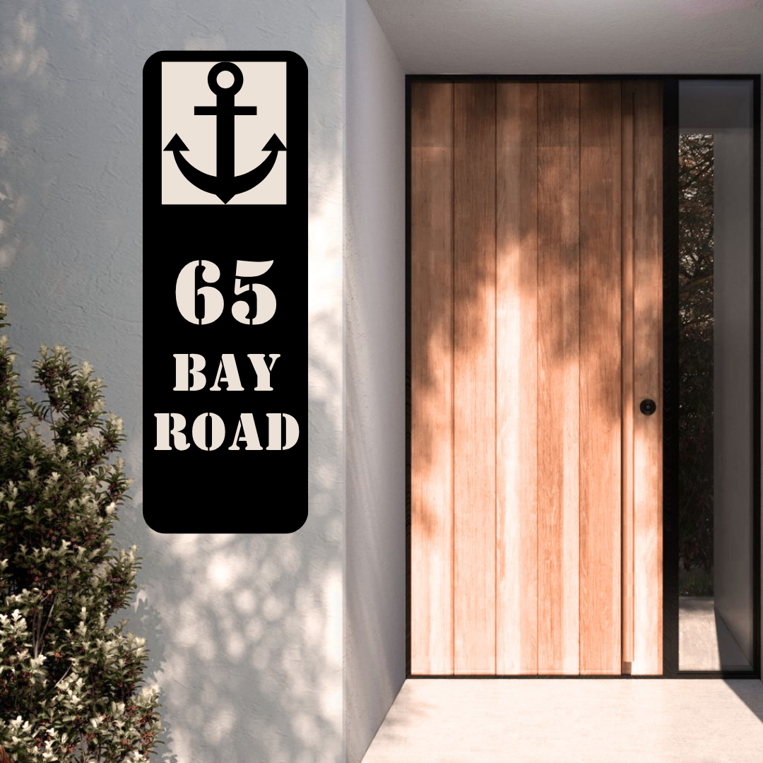 Anchor Point Sign | Custom Nautical Metal House Number