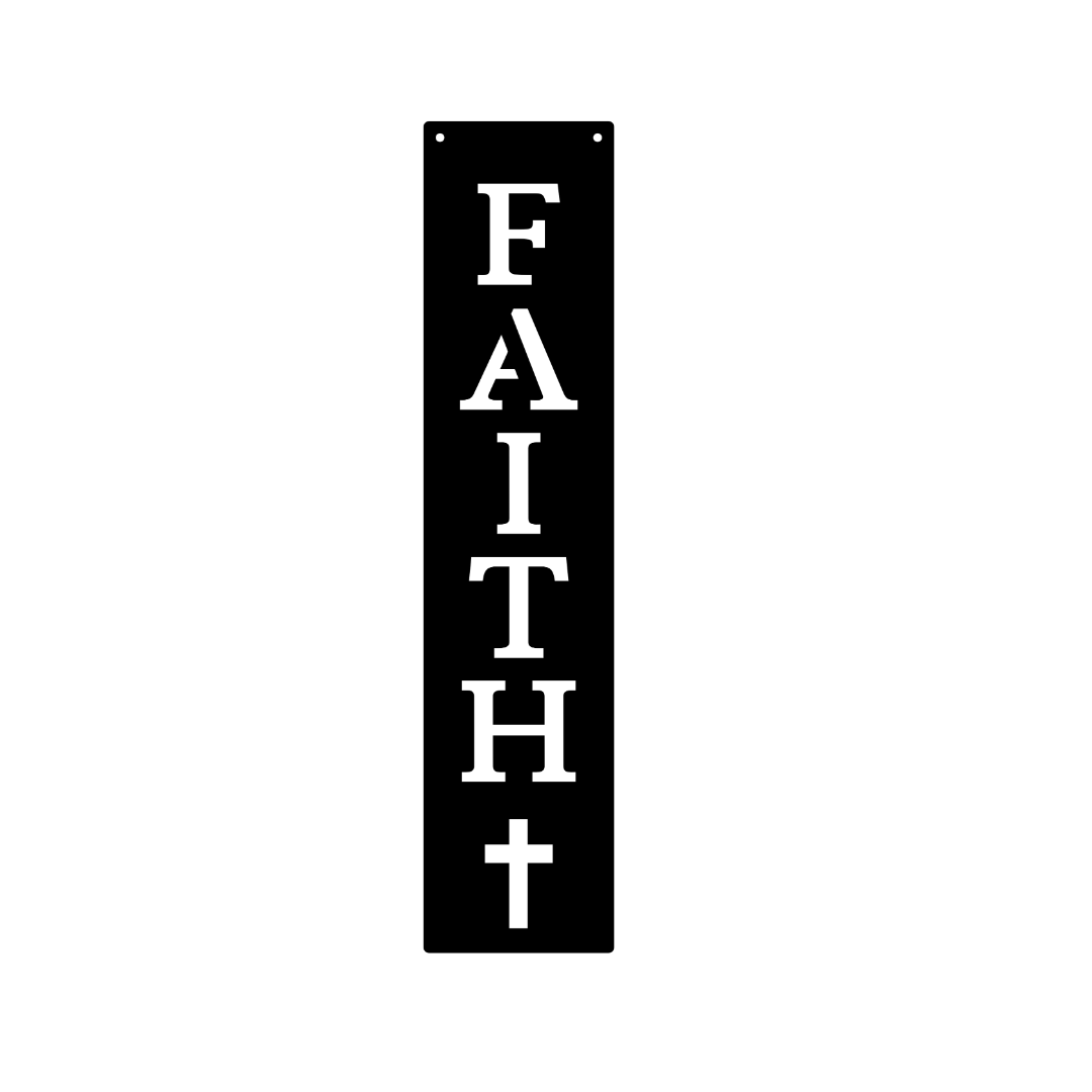 Anchored in Faith | Faith Vertical Metal Wall Sign crafted from premium laser-cut powder-coated steel.