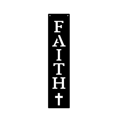 Anchored in Faith | Faith Vertical Metal Wall Sign crafted from premium laser-cut powder-coated steel.