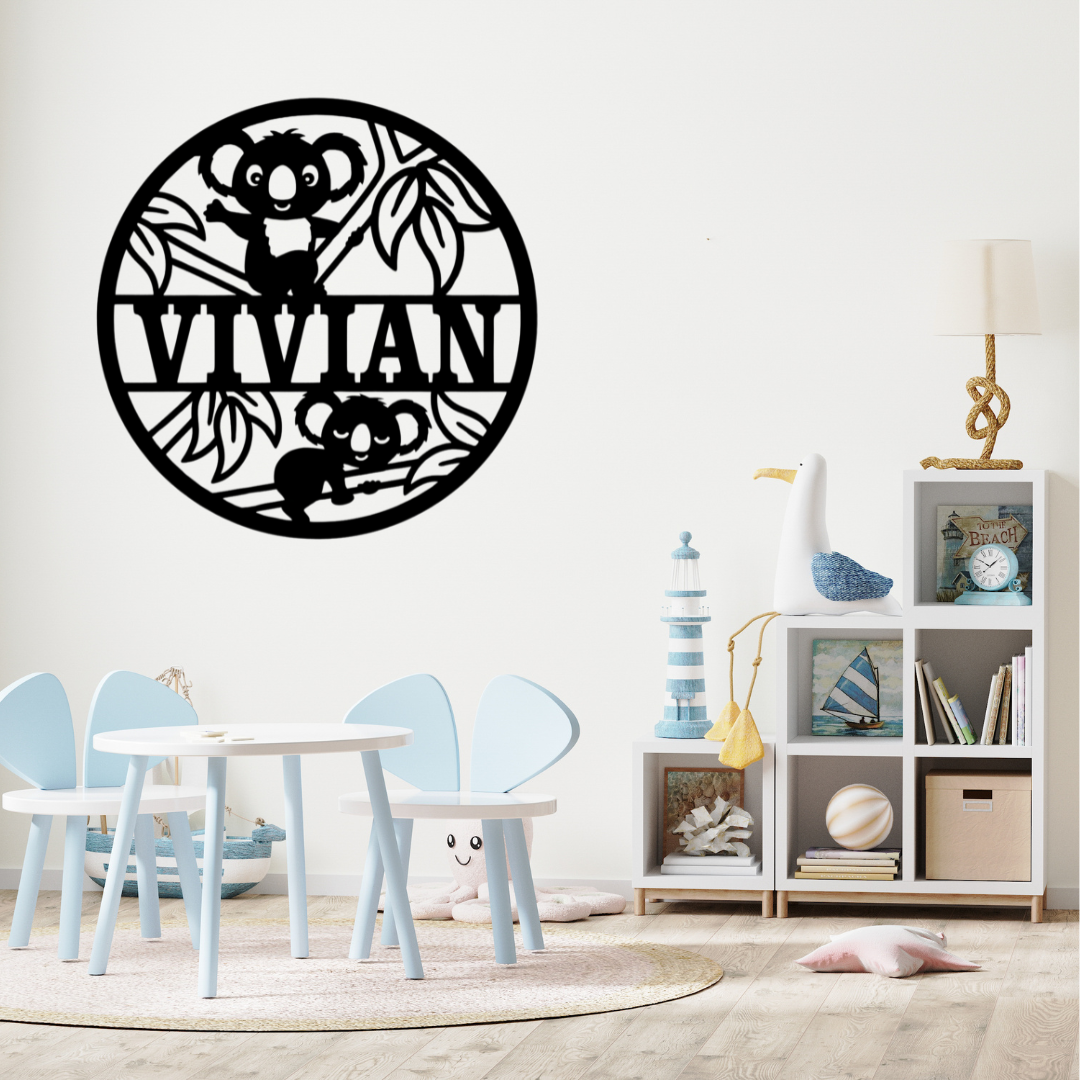 Cute koala décor styled in a soft neutral baby room