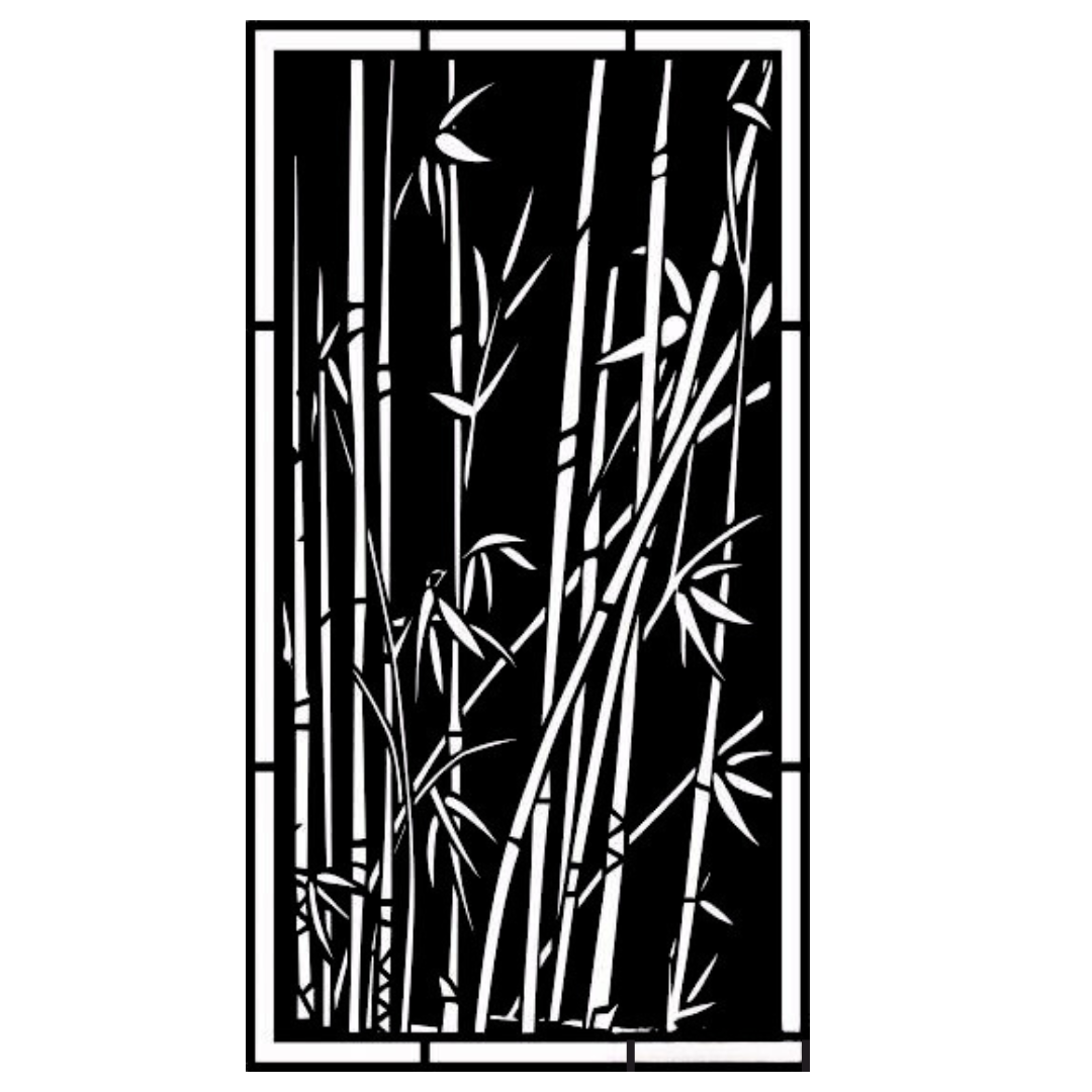 Bamboo Bliss bamboo metal privacy panel isolated on a white background with minimalist zen design