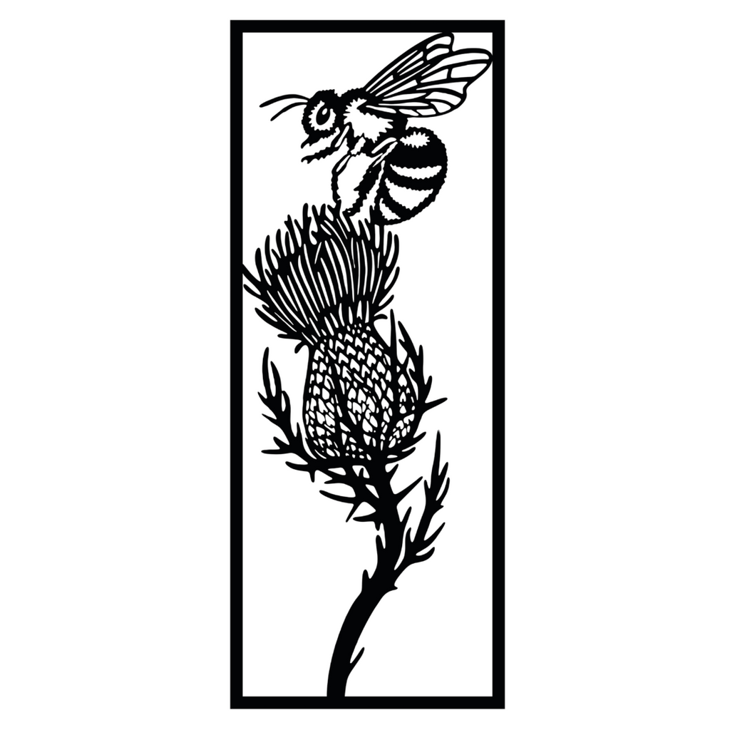Bee and thistle metal wall art nature botanical design