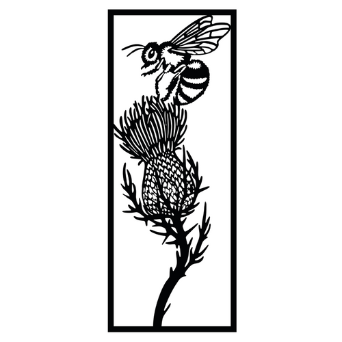 Bee and thistle metal wall art nature botanical design