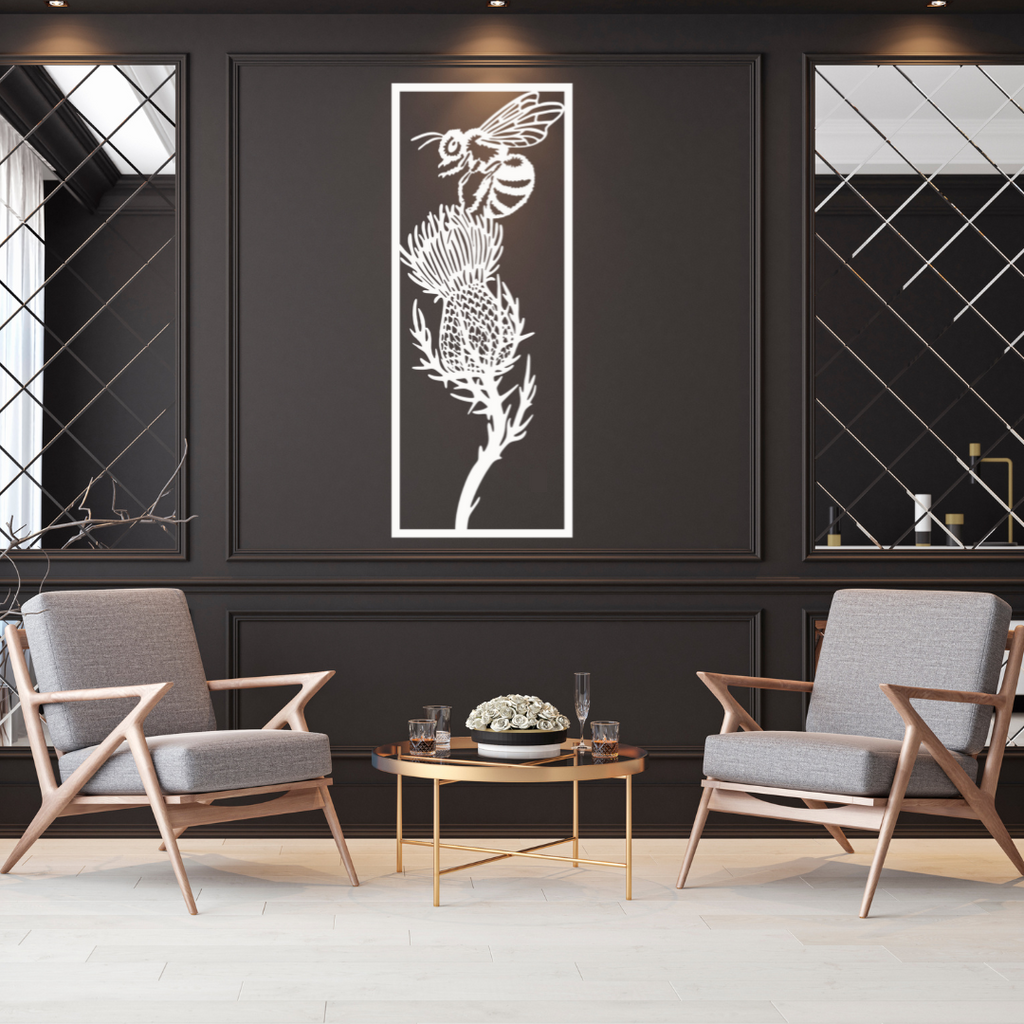 Botanical metal wall art as a statement piece in a luxury interior