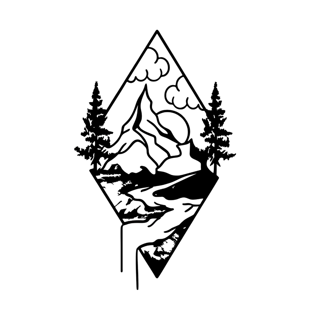 Mountain metal wall art landscape design breaking frame