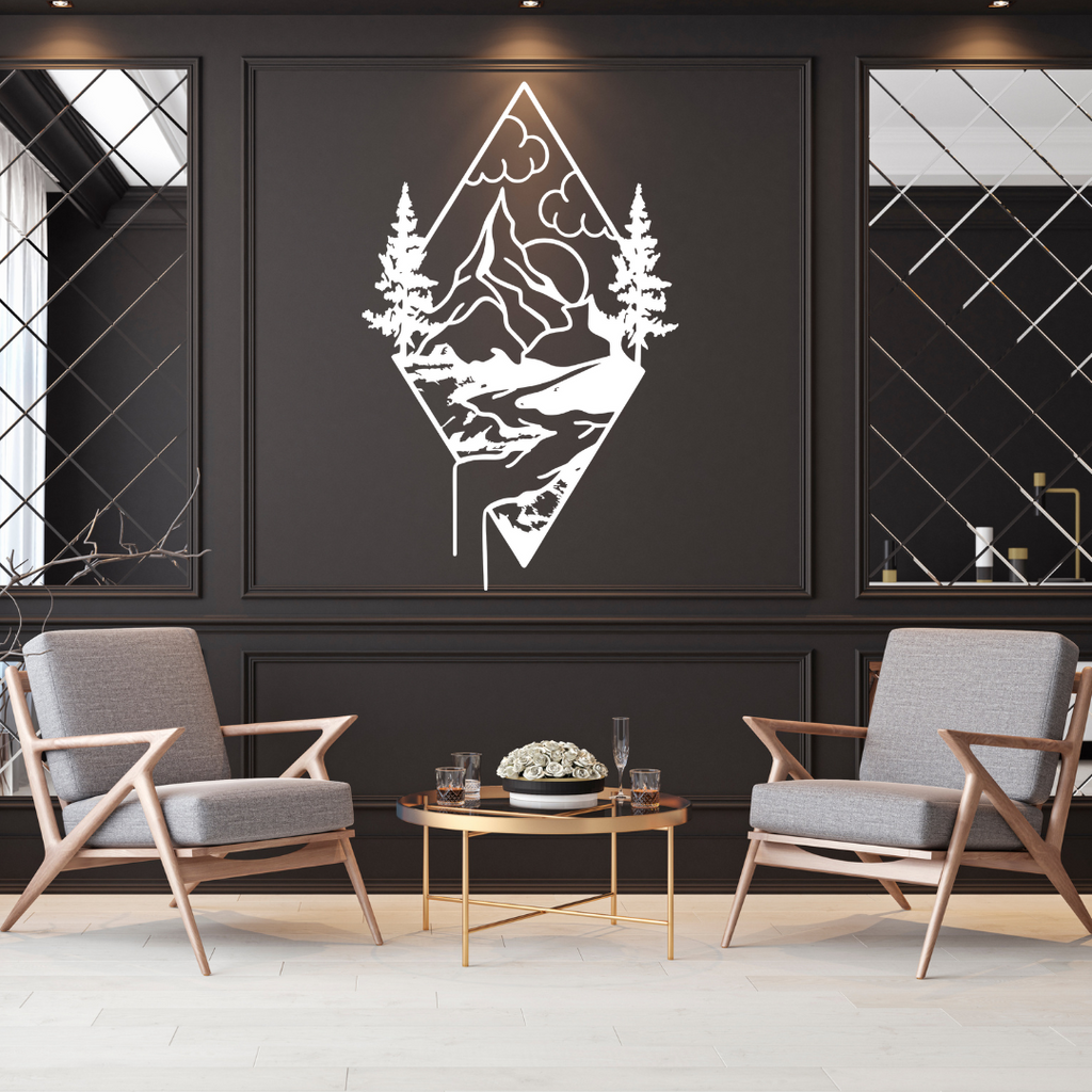 Mountain metal wall art as a statement piece in a luxury interior