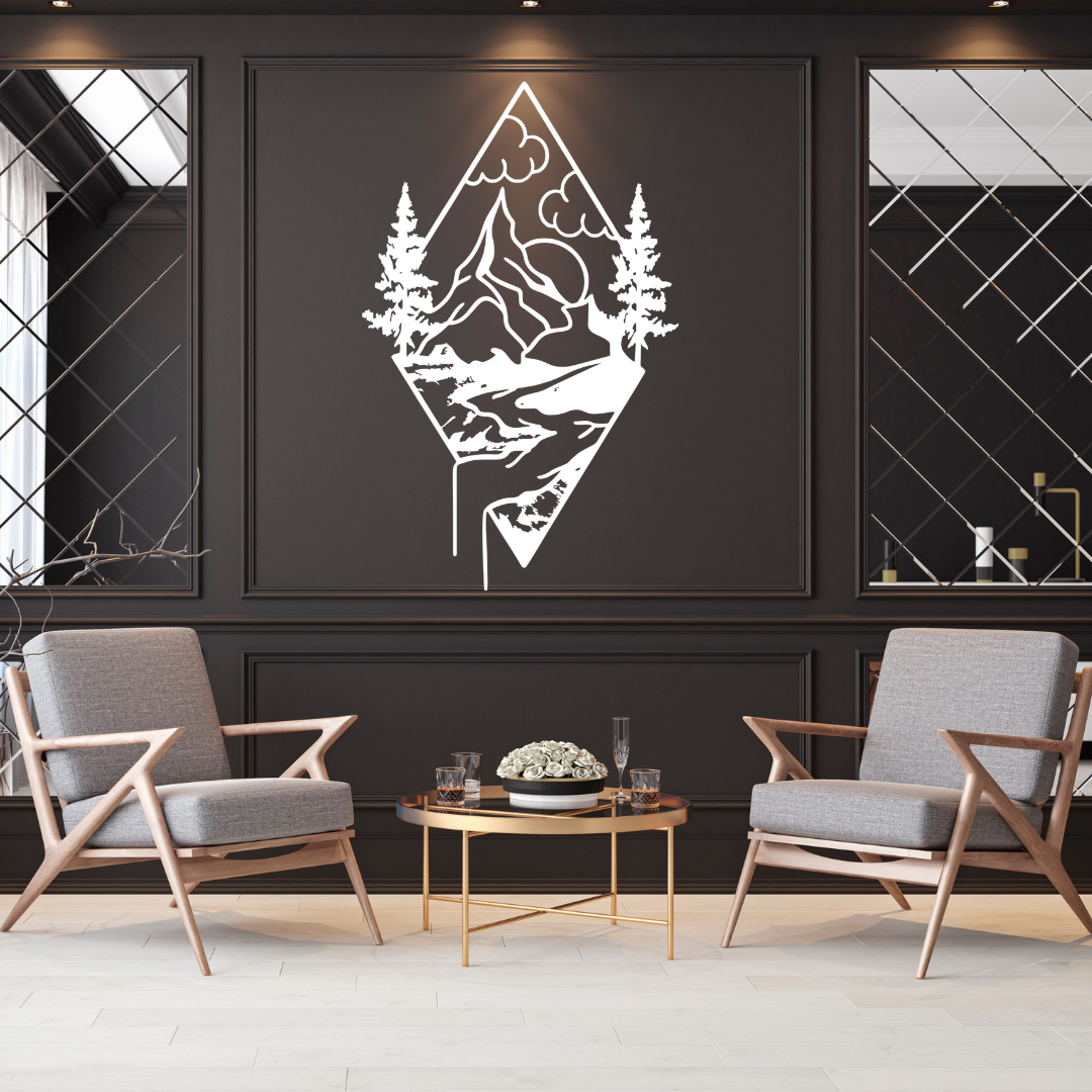 Mountain metal wall art as a statement piece in a luxury interior