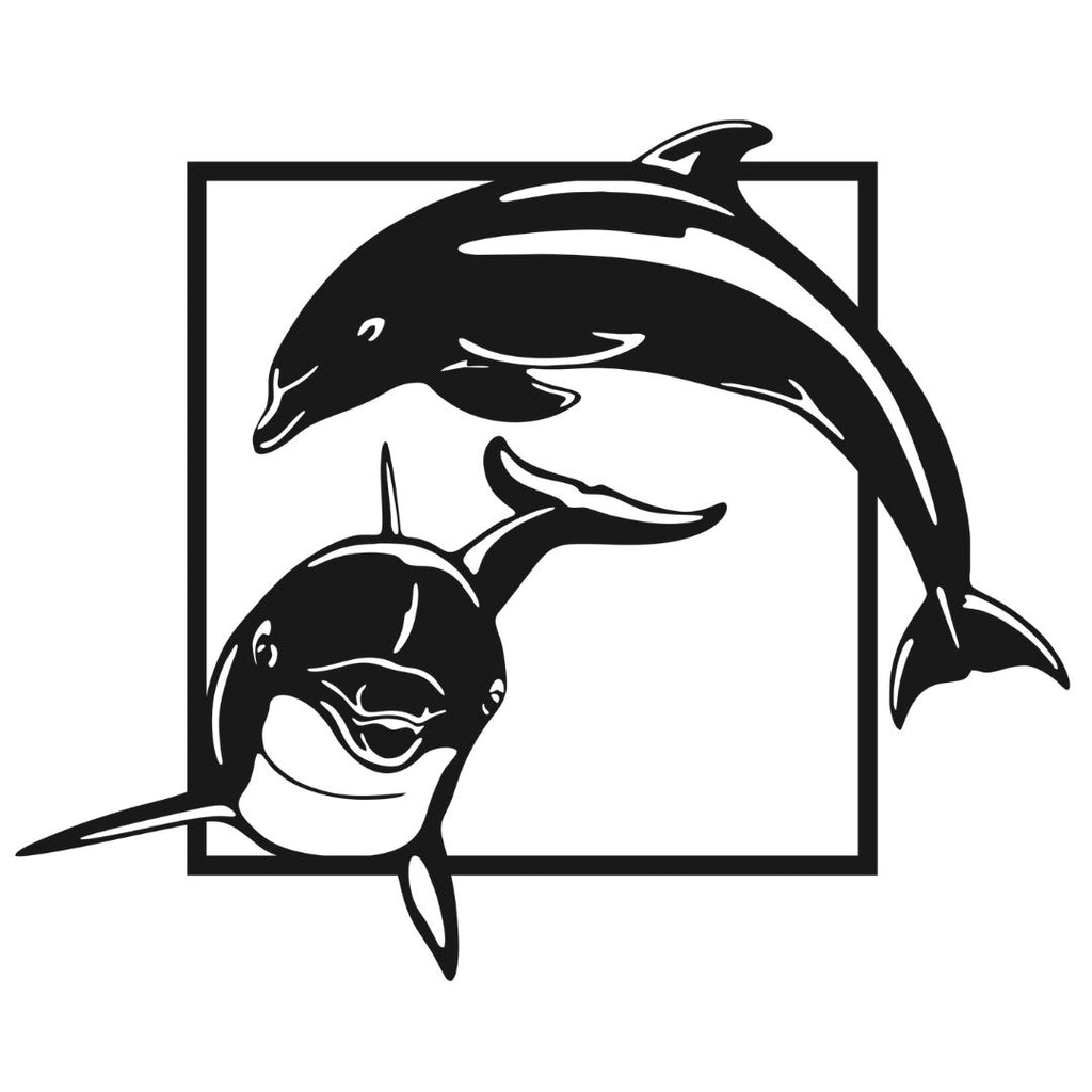 Dolphin metal wall art ocean wave design modern coastal decor