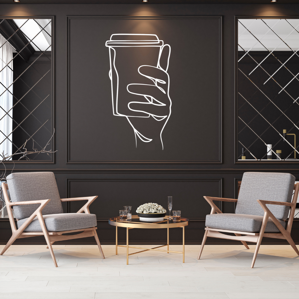 Coffee metal wall art as a statement piece in a stylish interior