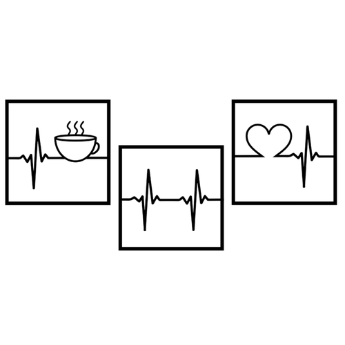 Brew. Beat. Love. | 3-Piece Heartbeat Metal Wall Art Set crafted from premium laser-cut powder-coated steel.