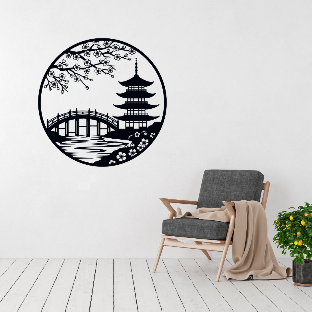 Cherry Blossom Dreams | Japanese Garden Metal Wall Art
