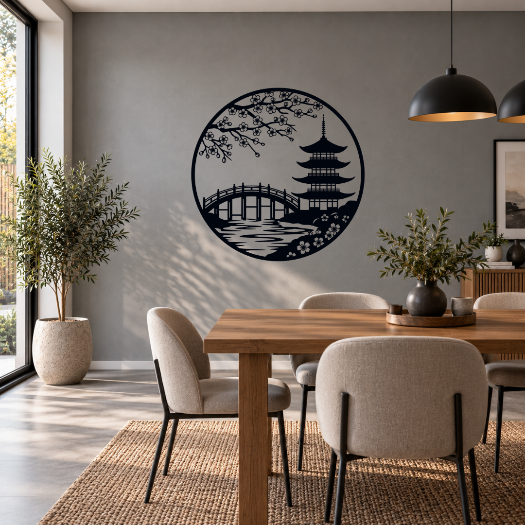 Cherry Blossom Dreams | Japanese Garden Metal Wall Art