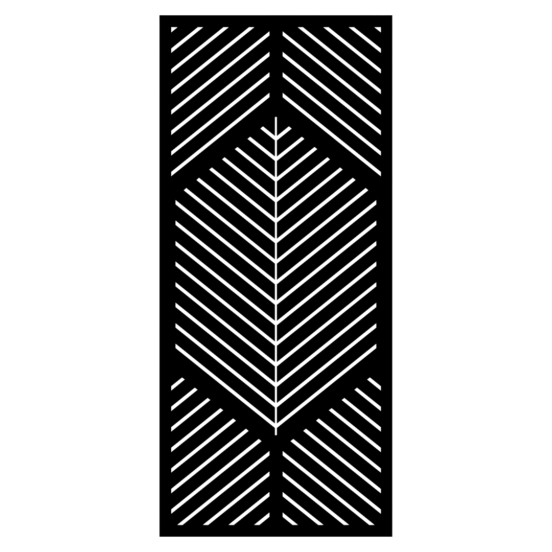 Chevron Flow decorative metal privacy panel isolated on a white background showing its bold directional geometric design