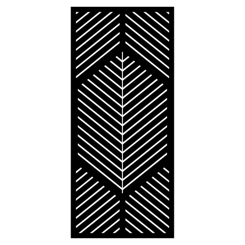 Chevron Flow decorative metal privacy panel isolated on a white background showing its bold directional geometric design