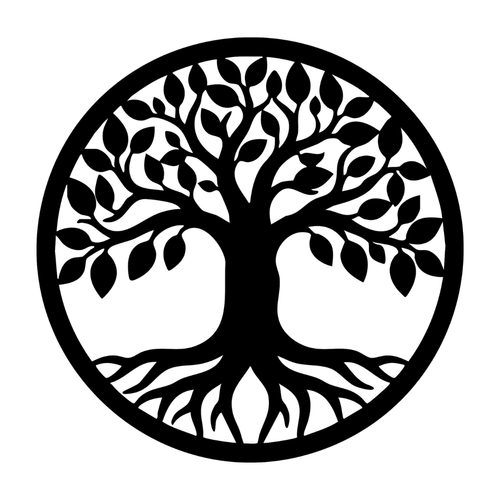 Circle of Life Tree of Life metal wall art on a white background