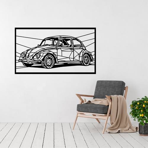 Classic Beetle Volkswagen Beetle Metal Wall Art displayed in a modern living room.