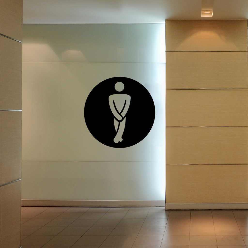 Classic Male Toilet Sign | Metal Bathroom Sign mounted on a modern restroom wall in a commercial setting.