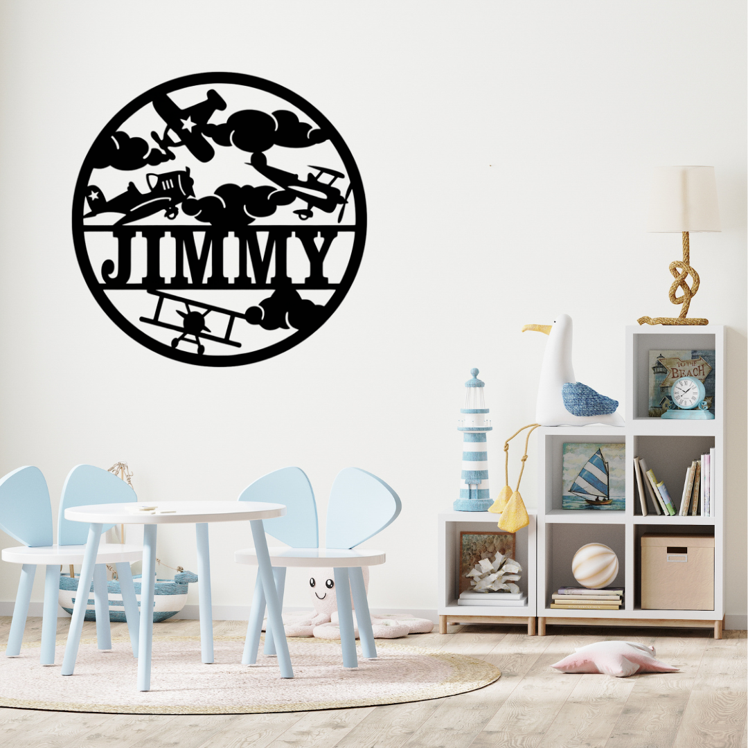 Aviation-inspired décor styled in a boys adventure bedroom