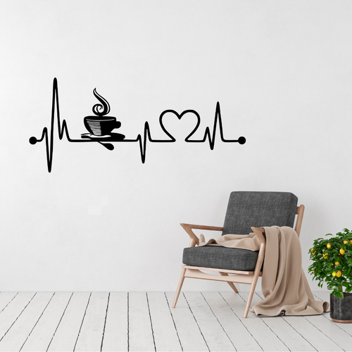 Coffee is Life | Heartbeat Metal Wall Art displayed in a modern living space.