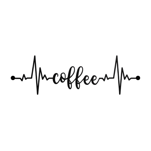 Coffee Pulse | Heartbeat Coffee Script Metal Wall Art crafted from premium laser-cut powder-coated steel.