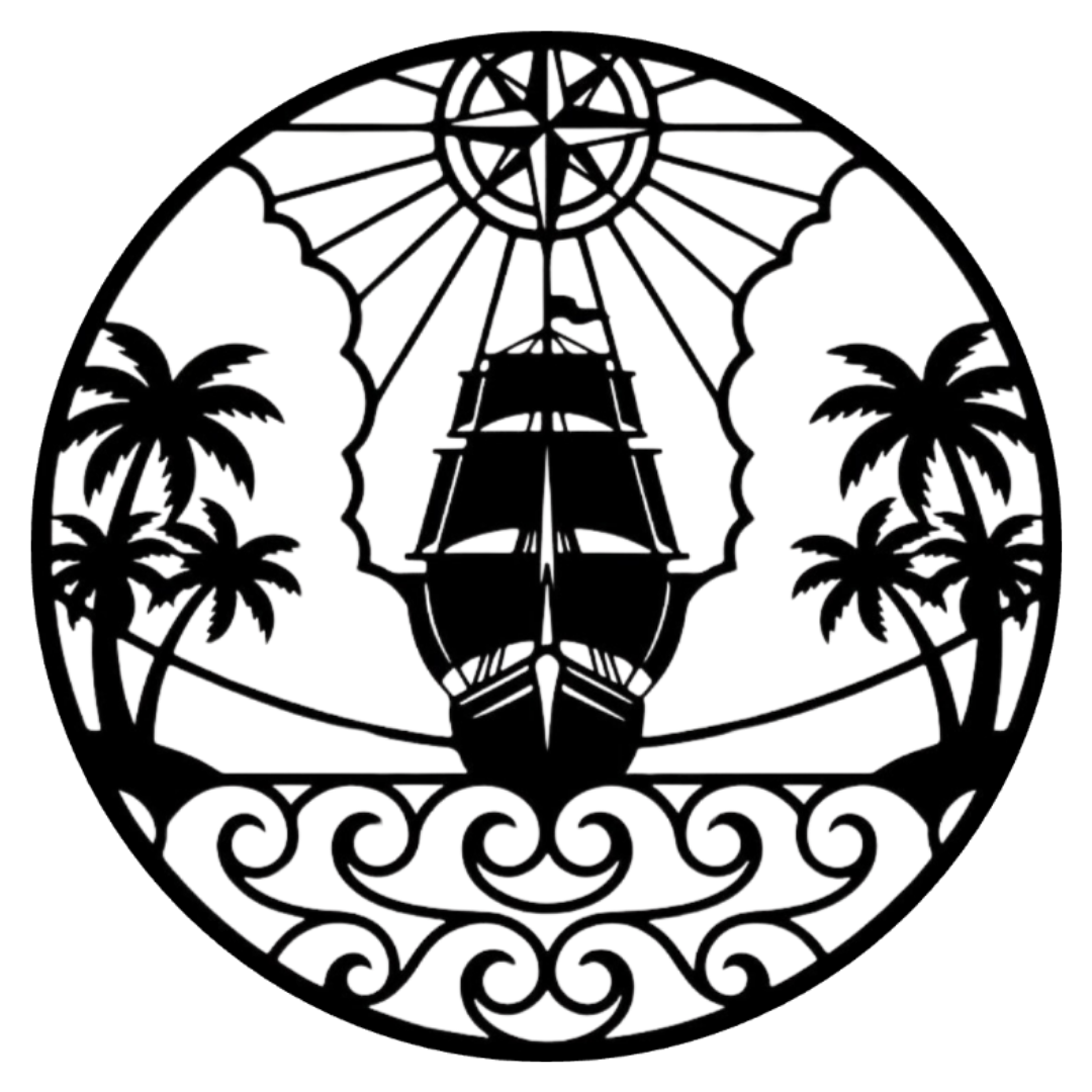 Compass Navigator | Sailing Ship Metal Wall Art crafted from premium laser-cut powder-coated steel.