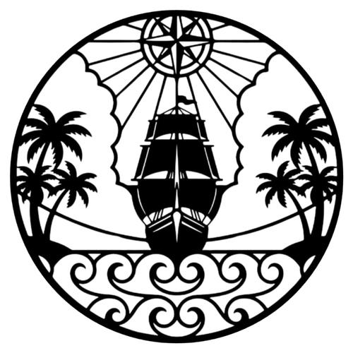 Compass Navigator | Sailing Ship Metal Wall Art crafted from premium laser-cut powder-coated steel.
