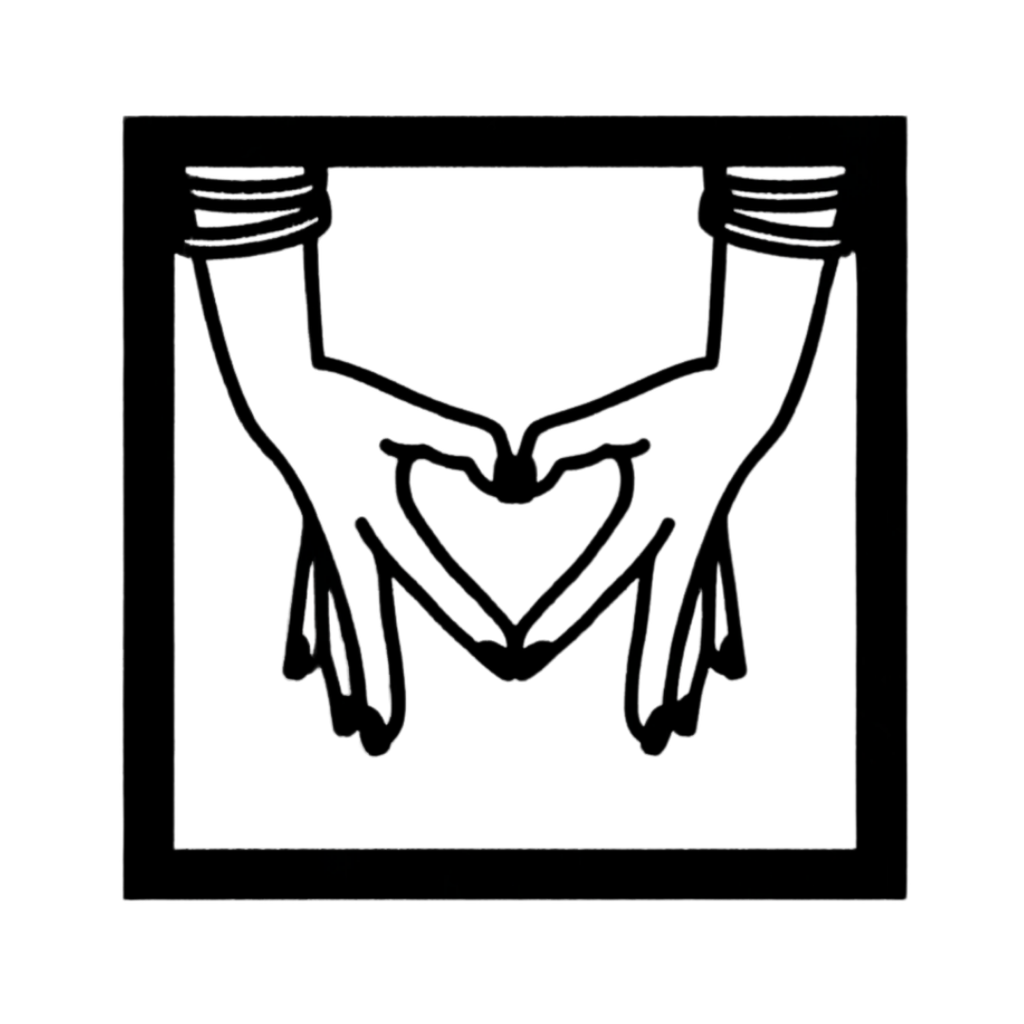 Connected Hearts | Holding Hands Metal Wall Art featuring an elegant line art design of two hands creating a heart shape, precision cut from black powder-coated steel within a modern square frame.