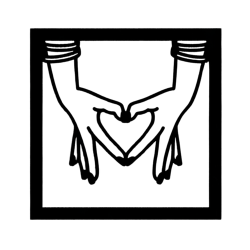 Connected Hearts | Holding Hands Metal Wall Art featuring an elegant line art design of two hands creating a heart shape, precision cut from black powder-coated steel within a modern square frame.