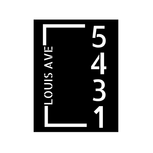 Metal house number plaque isolated on a plain white background with architectural styling