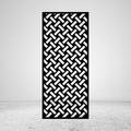 Cross Stitch geometric metal privacy screen with repeating interwoven pattern inspired by cross-stitch detailing