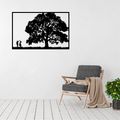 Dancing Beneath the Trees couple metal wall art displayed above a contemporary chair in a modern interior