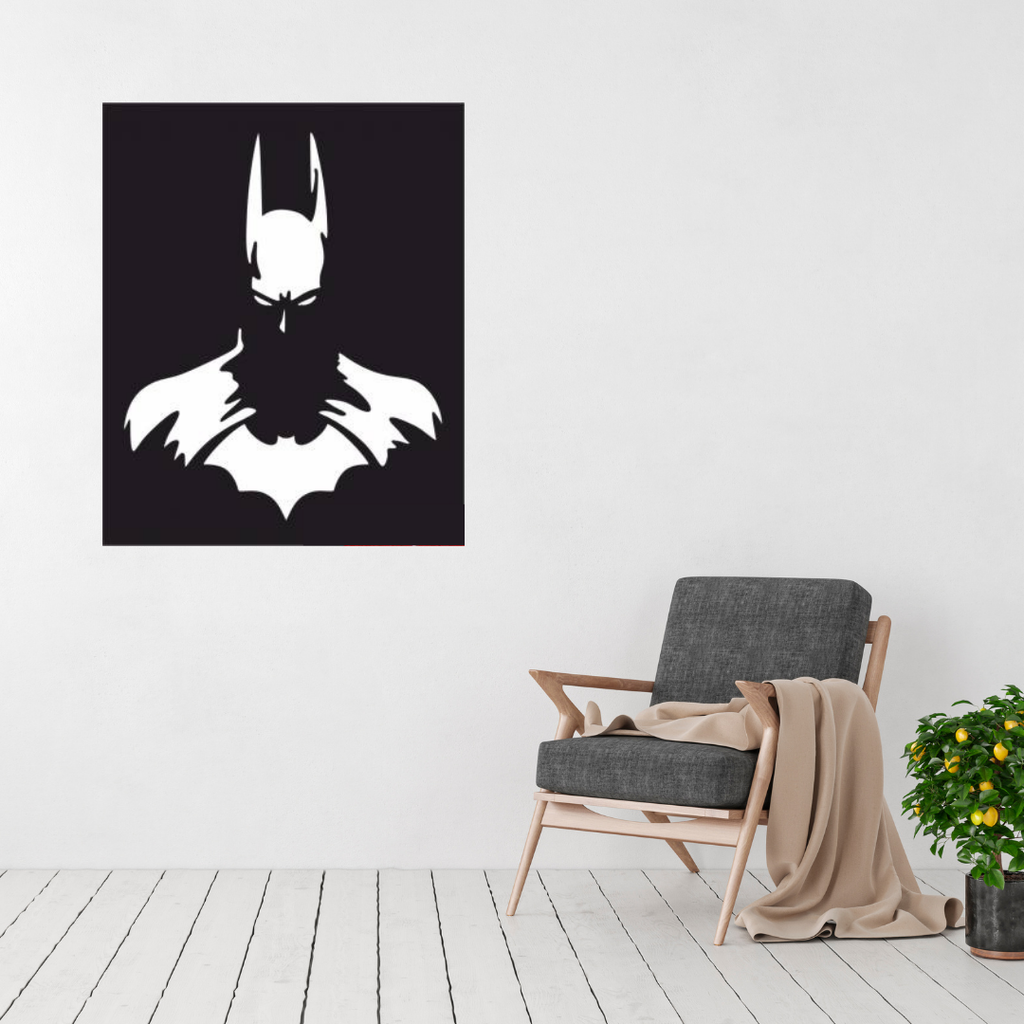 Batman wall art displayed in a modern home theatre or living room