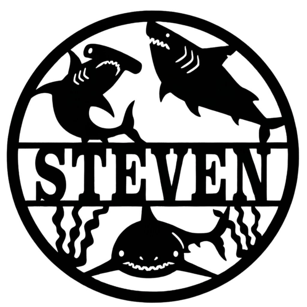 Deep Sea Legends shark wall sign on clean white background