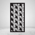 Dimension 3D geometric metal privacy screen with repeating cube-inspired interlocking pattern