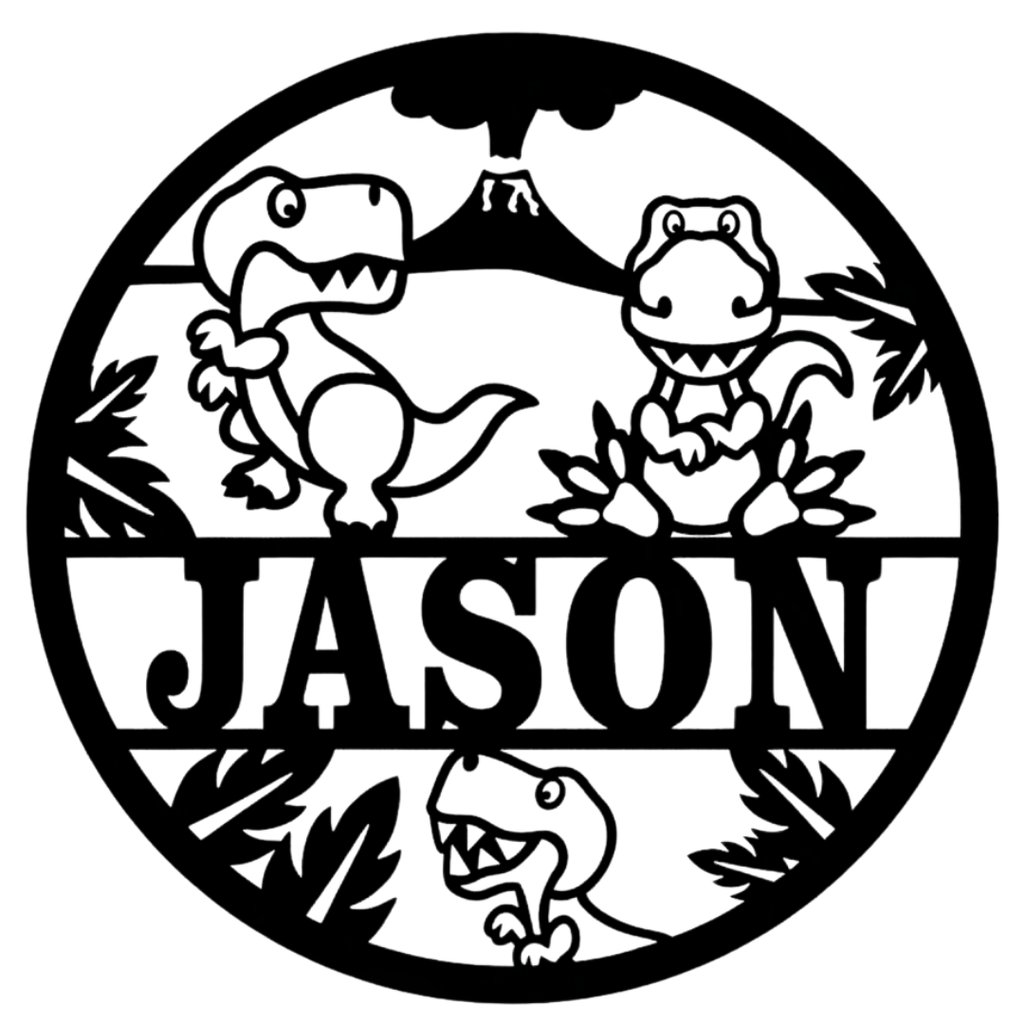 Dino Dash dinosaur wall sign isolated on white background