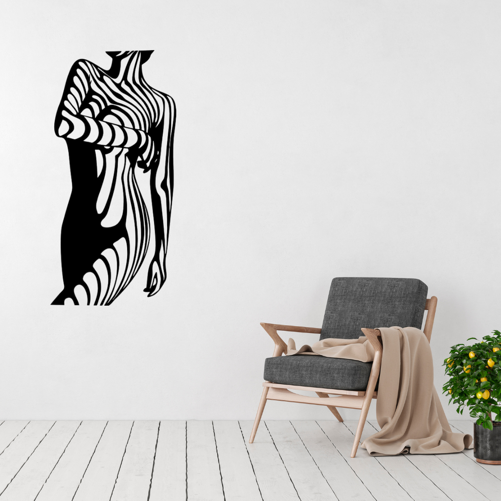 Female wall art displayed in a contemporary bedroom interior