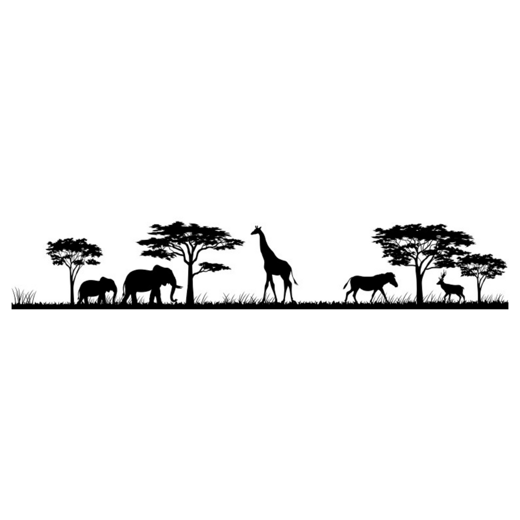 African landscape metal wall art animals and trees design