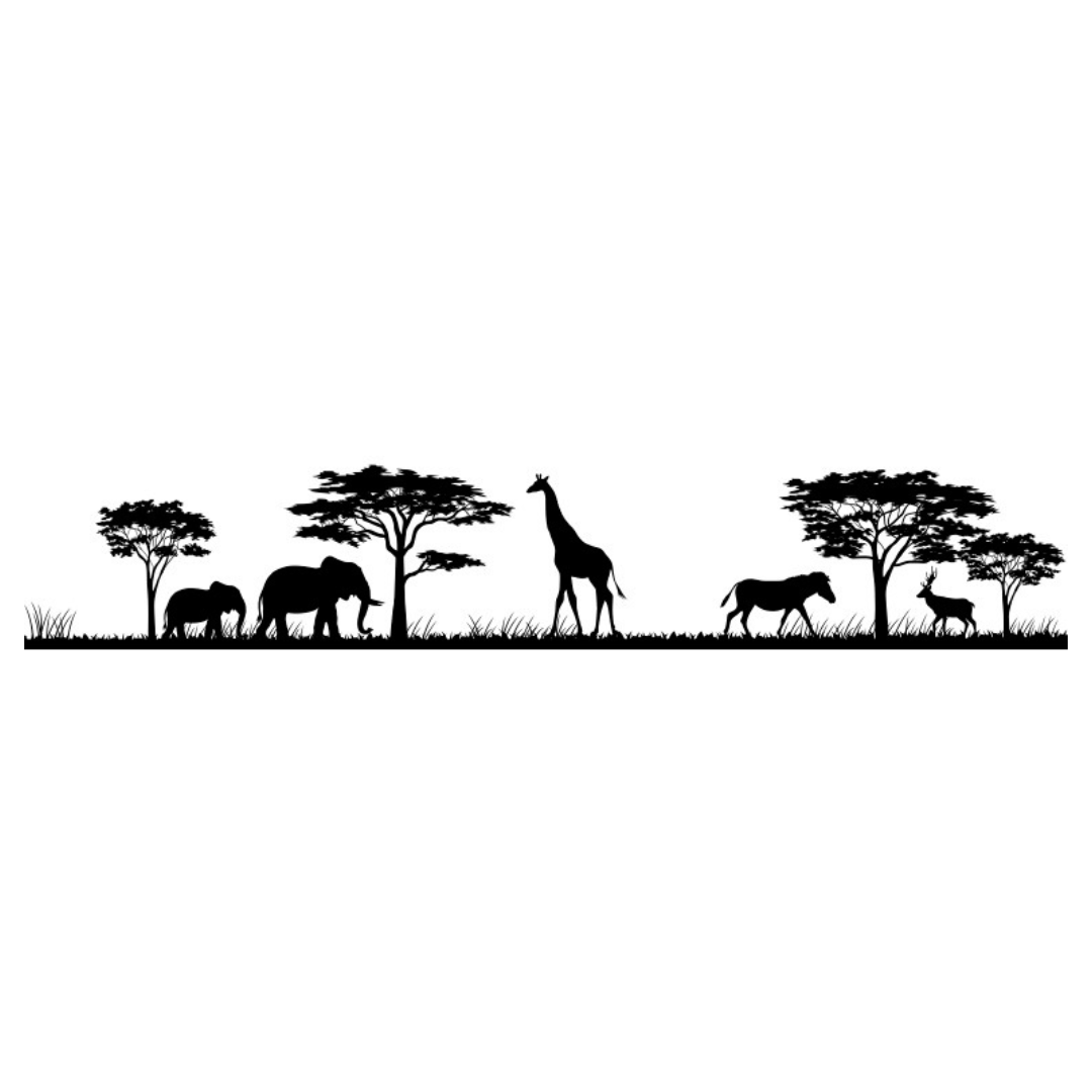 African landscape metal wall art animals and trees design