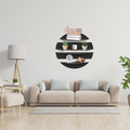 Modern curved metal wall shelf set displaying plants and decorative accessories in a contemporary interior