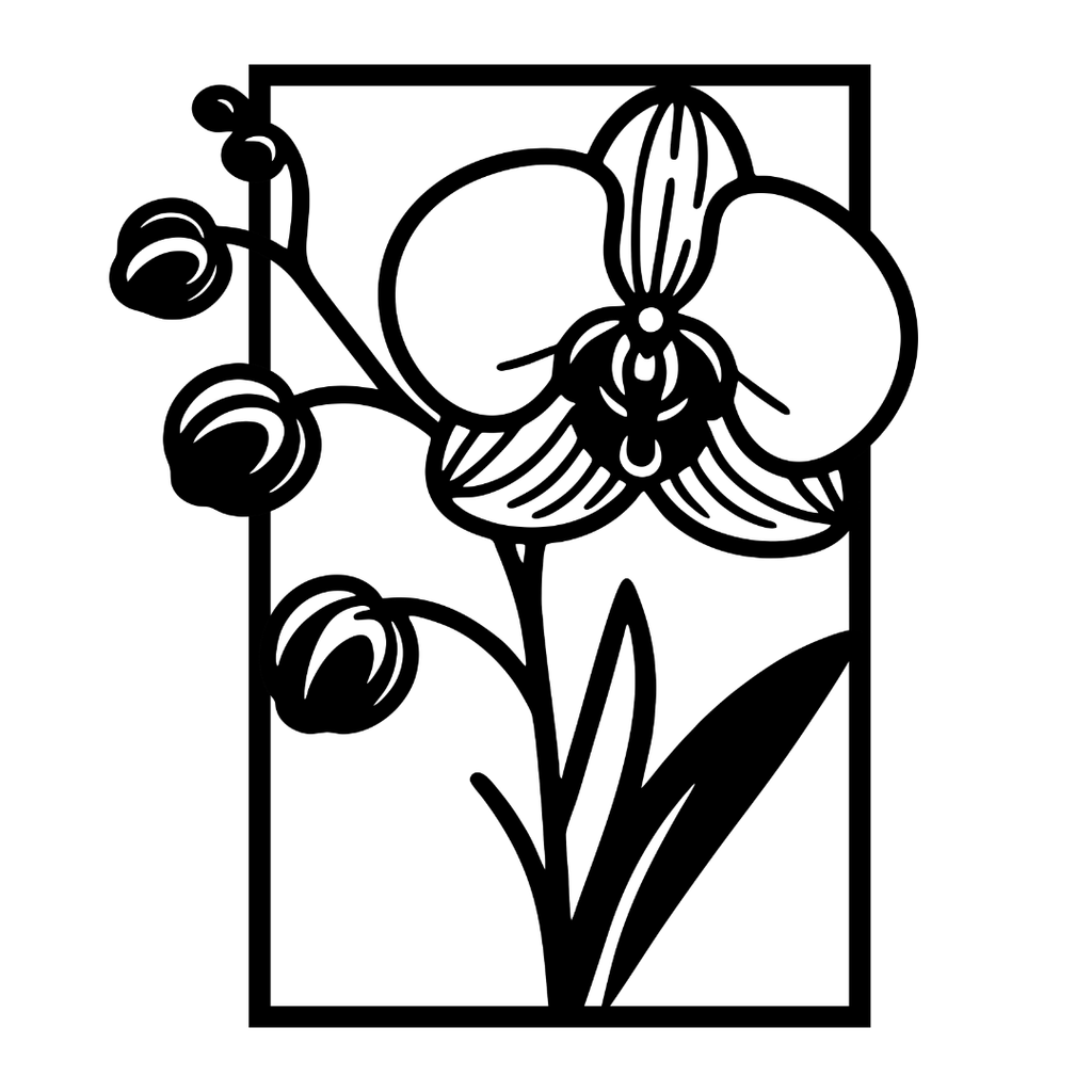 Elegant Orchid | Orchid Flower Metal Wall Art crafted from premium laser-cut steel with a durable powder-coated finish.