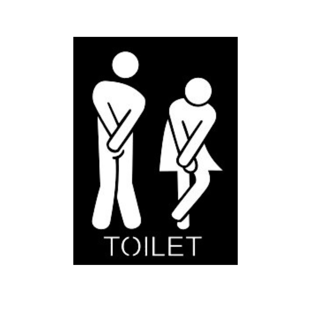 Toilet sign displayed in a modern bathroom or office space