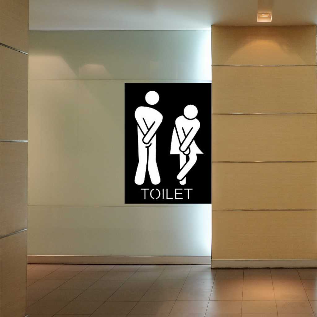 Funny toilet sign metal wall art emergency exit design