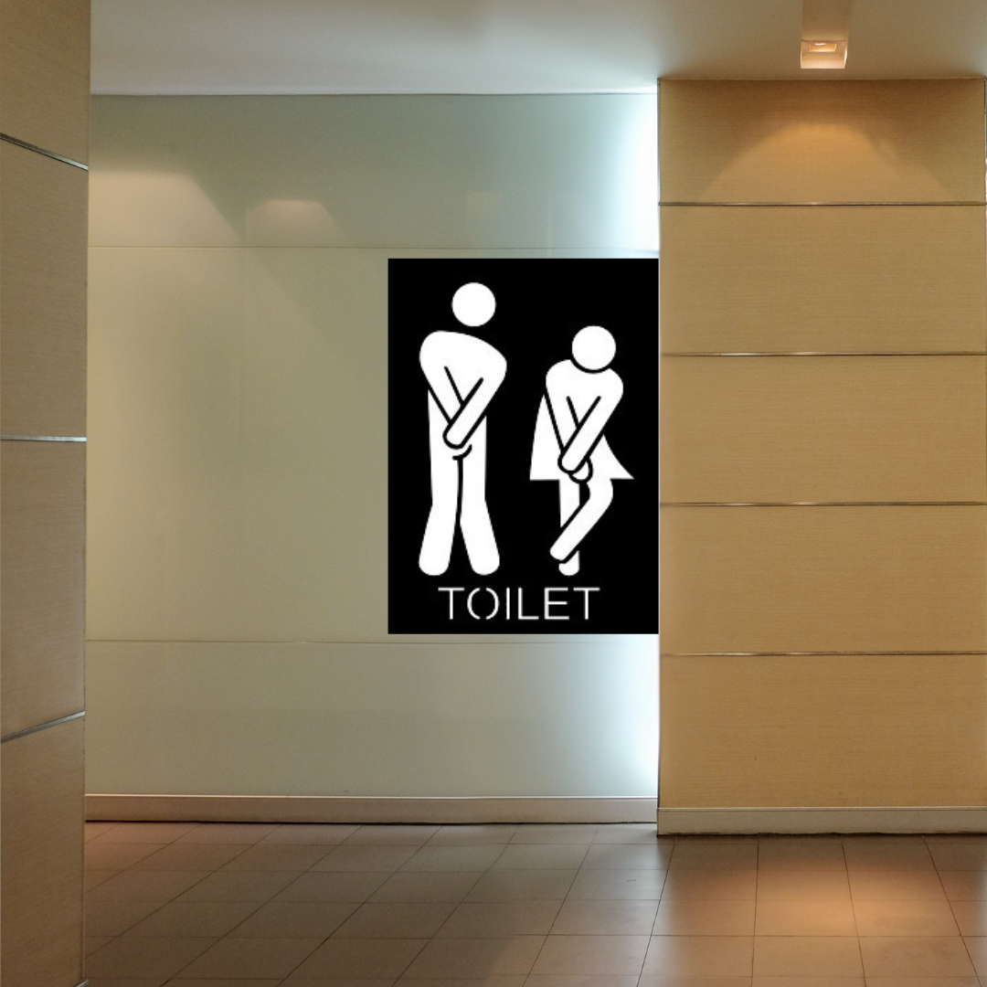 Funny toilet sign metal wall art emergency exit design