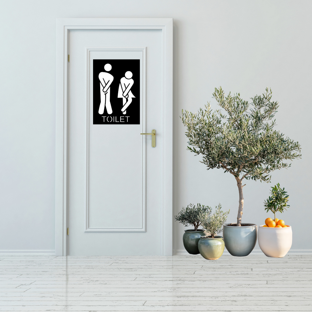 Toilet metal wall art as a humorous statement piece in a stylish interior