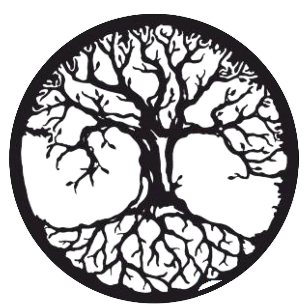 Tree of life metal wall art circular frame symbolic modern design