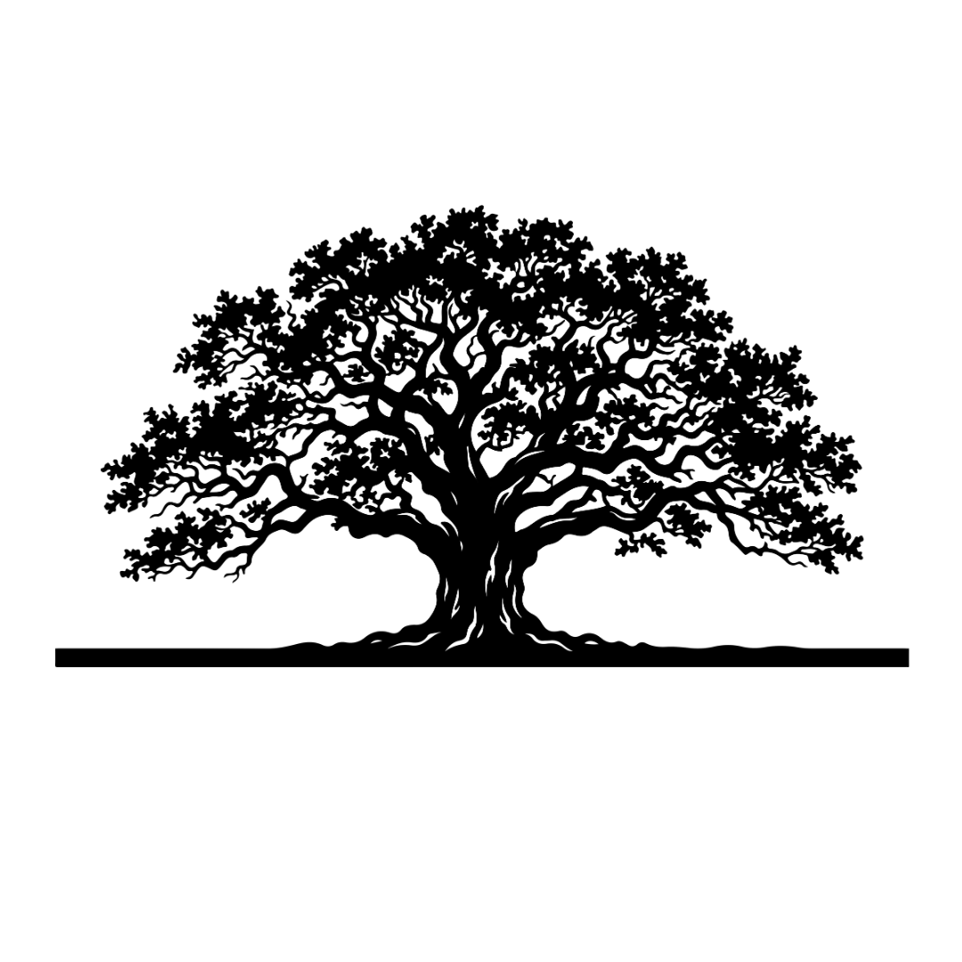 Eternal Roots majestic tree metal wall art on a white background